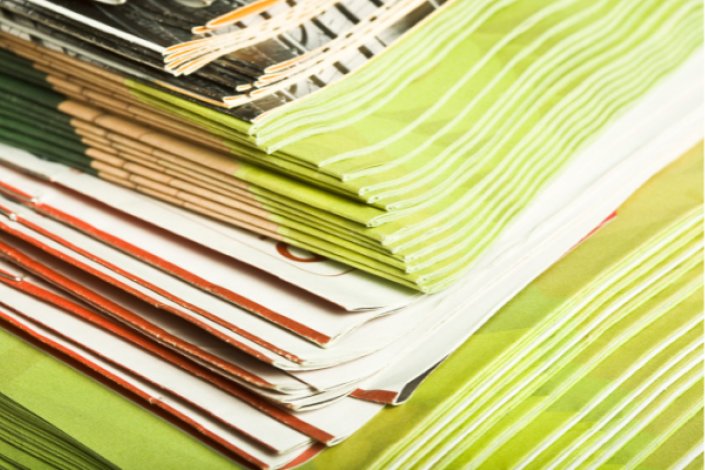 close up view of a stack of paper booklets