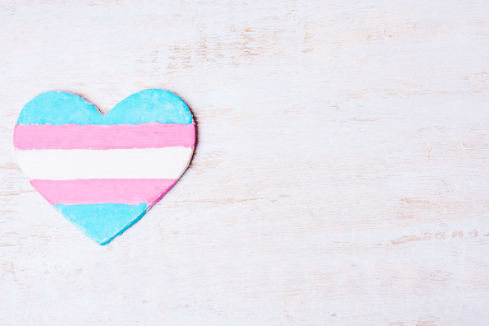 heart on a white background. the heart is the colours of the transgender flag